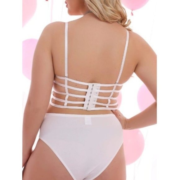 16 Plus Pink Flower Embroidery Hollow Out Underwire Bra 40F,40G,42D,42E,42F,44C, - Picture 2 of 6